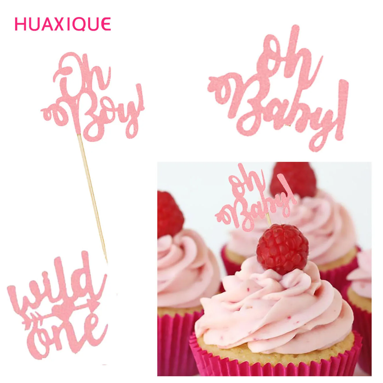 

5Pcs Wild One Oh Boy Happy Birthday Cake Topper, Birthday Party Cake Topper 1st Birthday color Wood Cake Topper Decor Supplies