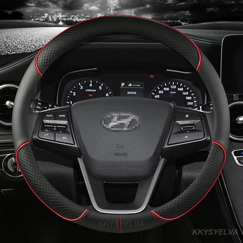 Чехол на руль автомобиля 38 см кожаный чехол для Hyundai ELantra/i35 Sonata/i45 Creta/ix25 Tuscon/ix35 Accent