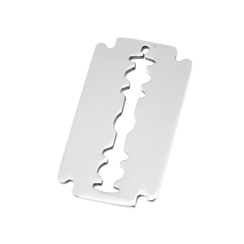 

stainless Steel shaver blade Pendant for men and women Hip hop charm Double-sided mirror polishing Jewelry Accessories