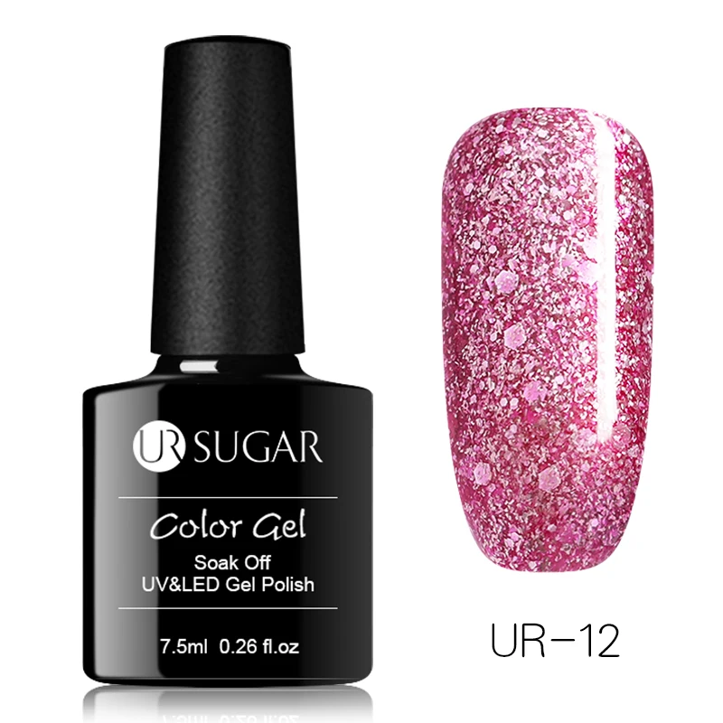 Rose Gold 12 UR SUGAR 7,5 мл голографический УФ лак для ногтей с блестками лак блестящая Лазерная Блестки УФ гель лак личная гигиена дизайн ногтей маникюрный лак - Цвет: Rose Gold 12