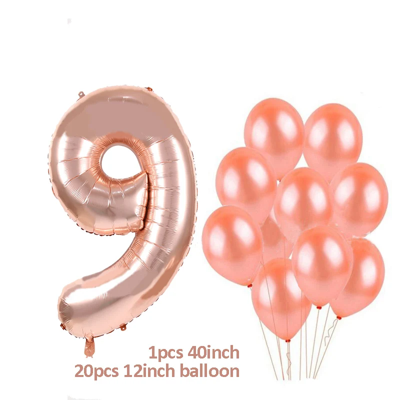 balloons set 9 MEIDDING/вечерние одноразовые столовые приборы цвета розового золота; соломинки для чашек шампанского; декор для вечеринки в честь первого дня рождения; вечерние принадлежности для малышей - Цвет: balloons set 9