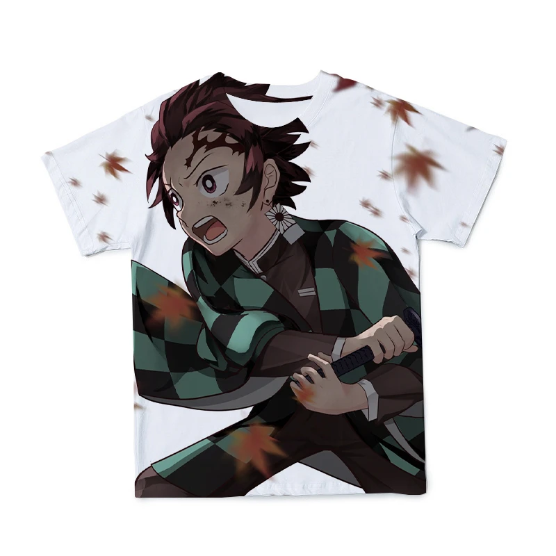 

2021 Summer New Ghost Slayer Anime 3D Printing Men'S/Boy Oversized Short Sleeve T-Shirt Breathable Round Neck Top 110-6XL