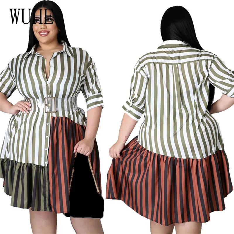 

KEXU летнее элегантное платье с отложным воротником однобортное разноцветное Полосатое лоскутное Повседневное платье-рубашка с рукавом до л...