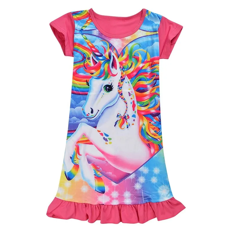 Летние платья с единорогом для маленьких девочек платье принцессы на день