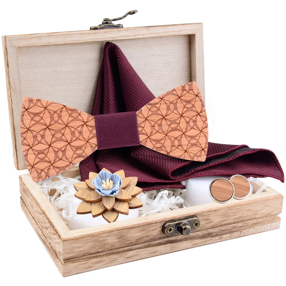 Новый Модный цветочный деревянный галстук бабочка из дерева Шелковый мужской