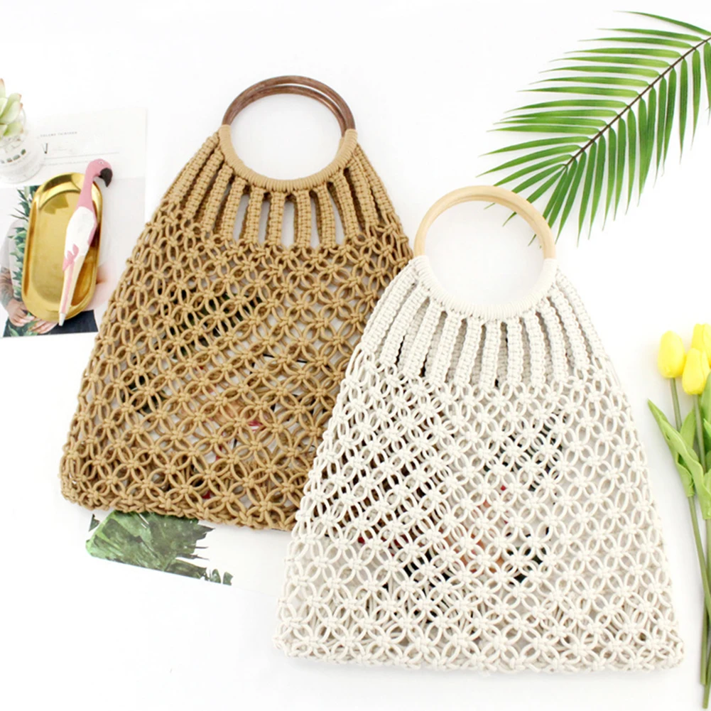 

Beach Round Handle Shoulder Bag Designer Weave Straw Bag Rattan Women Luxury Handbags Brand Vintage Messenger Bags Casual Tote
