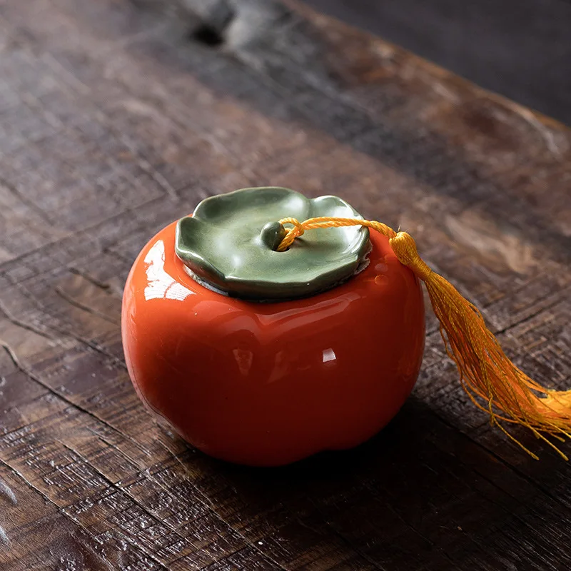 

Fruit Style Model Pottery Ceramic Sealed Pot Peach Ornament Gift Tea Jar Kitchen Container Stash Jar Coffee Cans Box Tin Can
