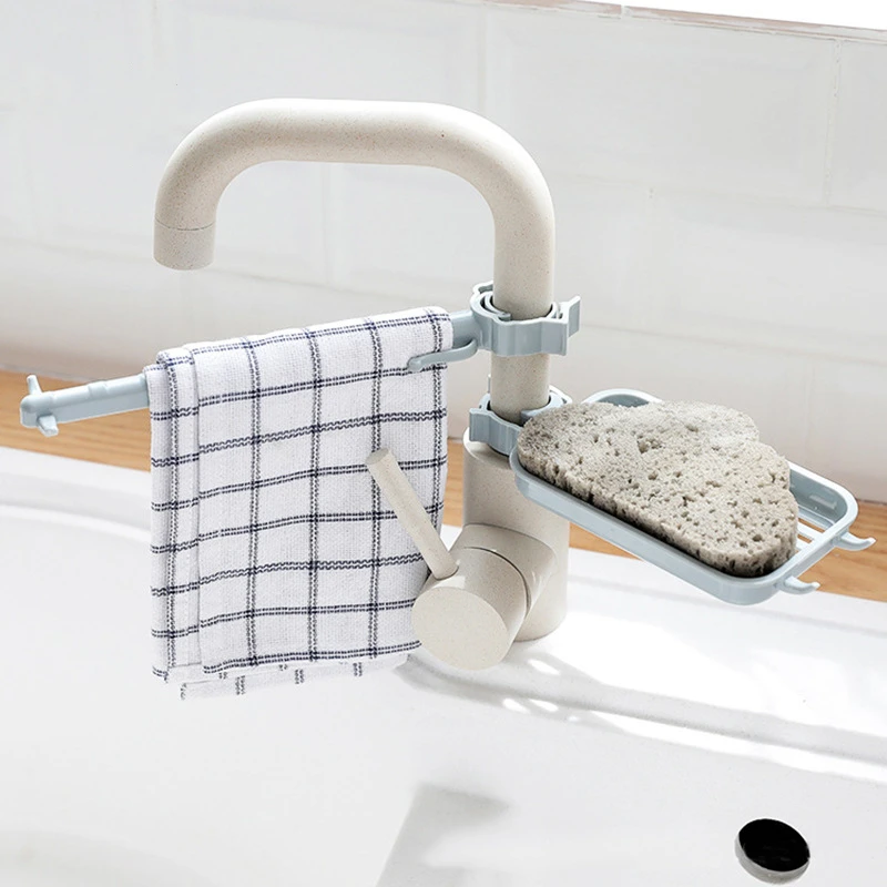 

3-Color Household Kitchen Sink Drain Rack Faucet Sponge Rag Storage Rack Bathroom Toiletries Soap Storage Kitchen Accessories