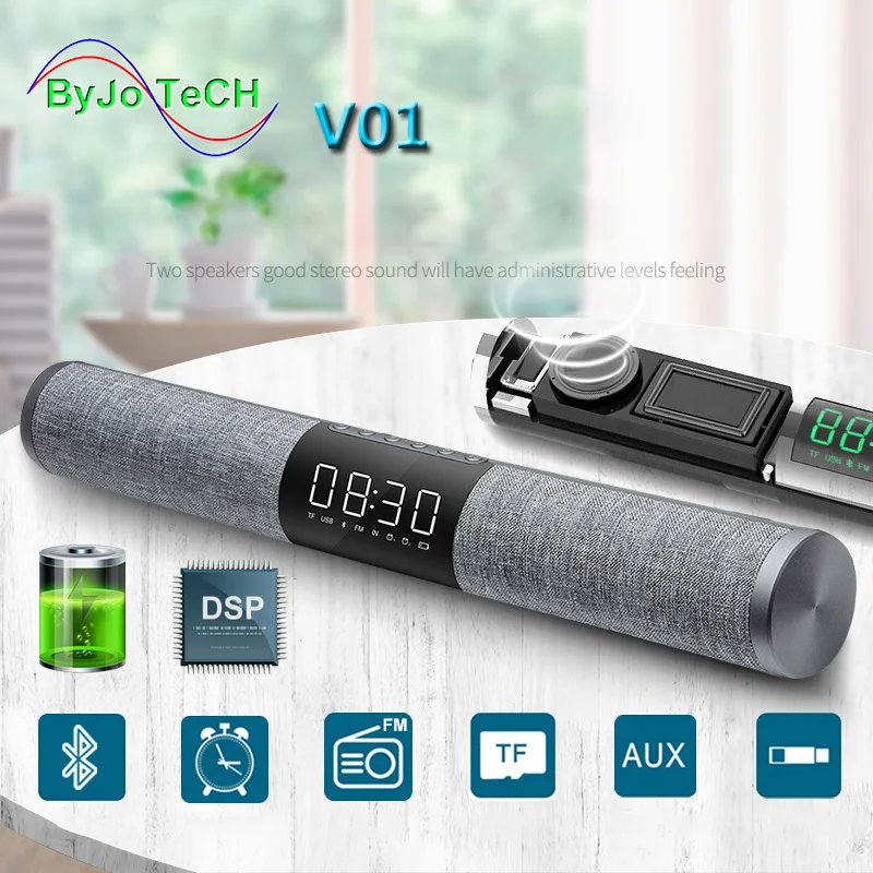 OneDer V01 Bluetooth динамик сабвуфер ТВ Саундбар будильник показывать книжную полку