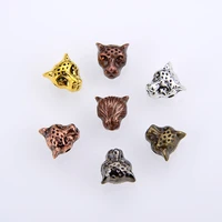 10pcs packsge wholesale leopard lion panther tiger head charm beads for diy natural stones beadwork jewelry making metal beads