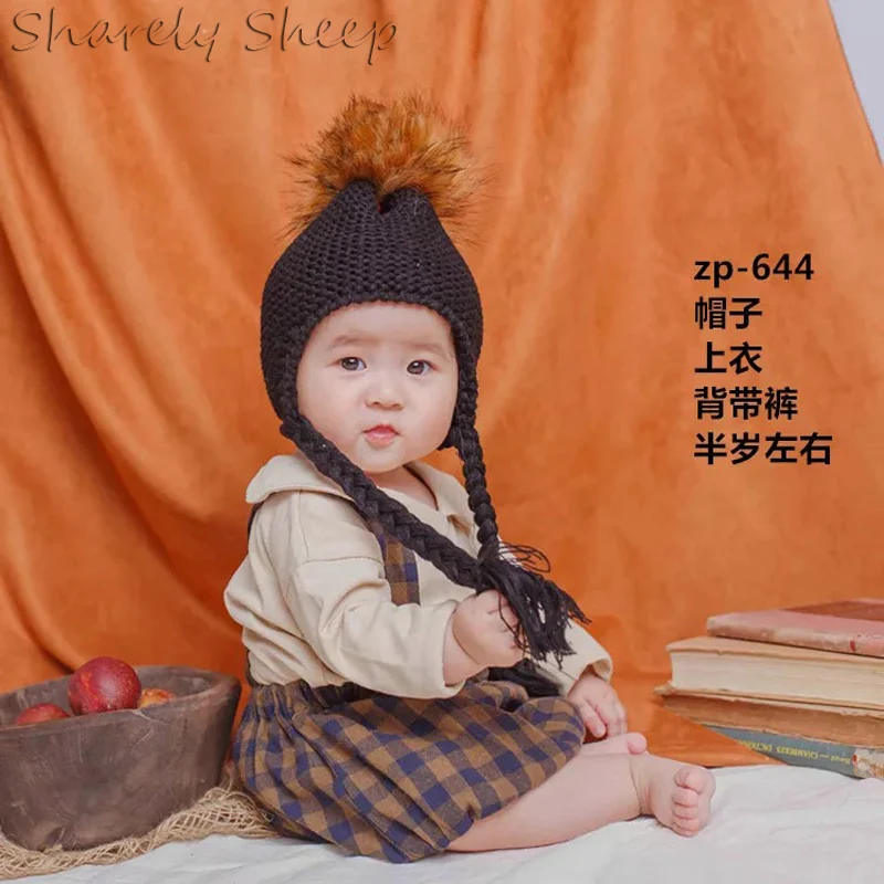 Baby Boy Girl Photo Shoot Hat+Pant Sets Clothes Infant Photography Cartoon Costume Birthday Party Wear Kids Photo Props