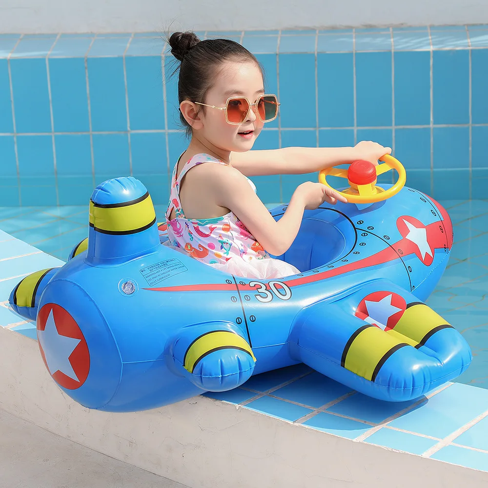 Rooxin Airplane Infant Float Pool Swimming Ring Inflatable Circle Baby Seat with Steering Wheel Summer Beach Party Toys | Спорт и