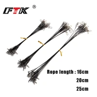 ftk 20pcs 162025cm stainless steel wire leader fishing leash with swivel 50lb anti bite line leadcore leash for pike fishing