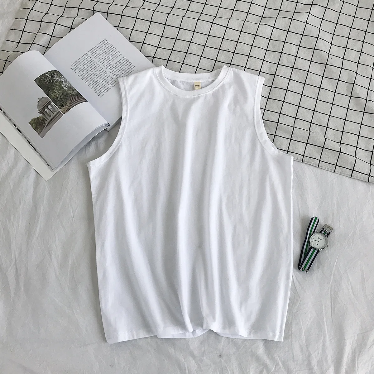 Летние мужские однотонные свободные Свободные повседневные жилеты с круглым