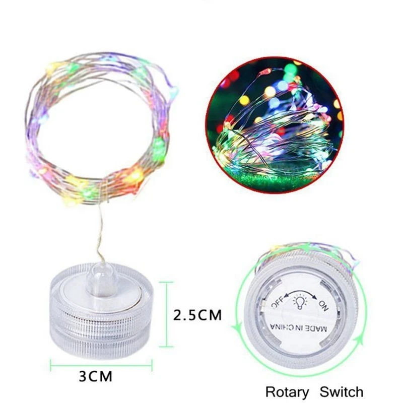 10pcs Outdoor DIY LED String Light IP65 2M 20LED Candle Submersible Underwater Lamp for Vase Bottle Fish Tank Aquarium - купить по