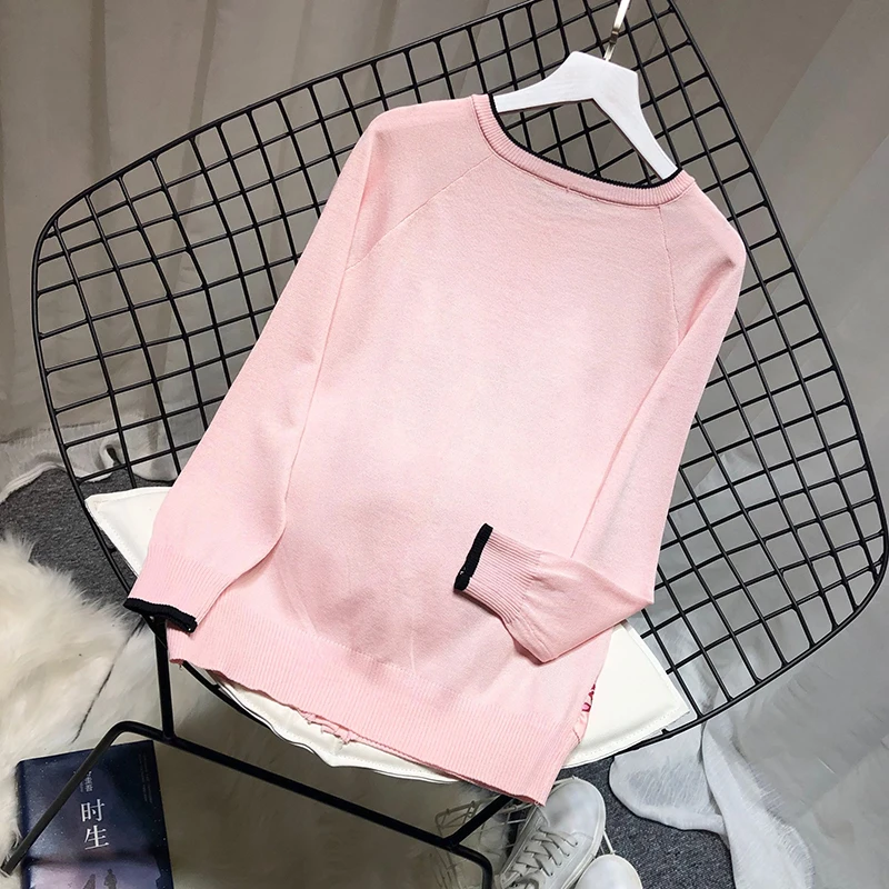 ALPHALMODA с принтом сатиновый, пэчворк вязаный свитер с длинным рукавом Женская новые тонкие трикотажные туфли в стиле ретро; одежда на осень куртка