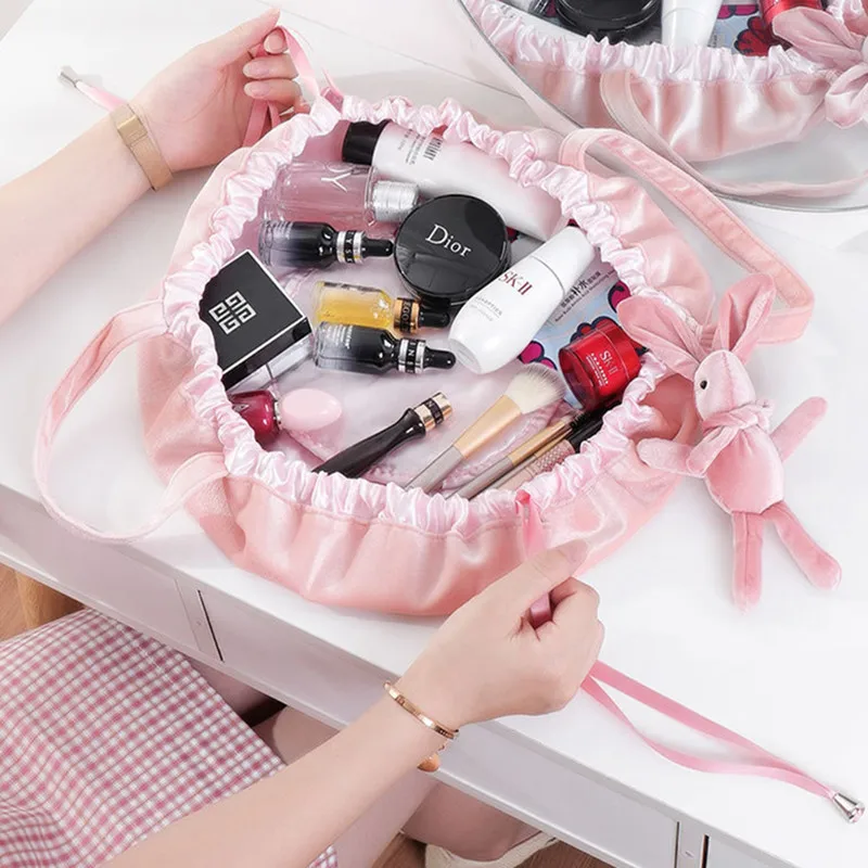 Женская сумка-Органайзер для макияжа большая фланелевая сумка на шнурке