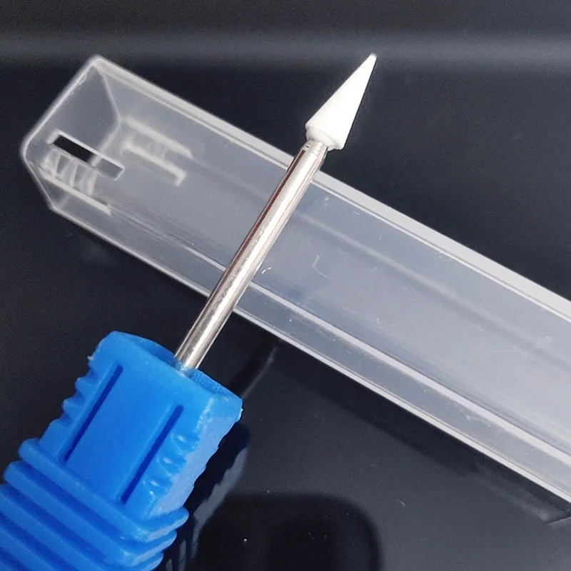 KIMAXCOLA Weiß Cone Nagel Bohrer 3/32 "Rotary Keramik Stein Grat Maniküre Bits Elektrische Bohrer Zubehör Nagel Mühlen Werkzeug – Detail 5