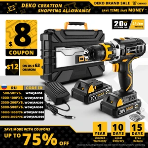 Дрель-шуруповерт ударная DEKO GCD20DU, беспроводная, 20 в, 12 А  ч