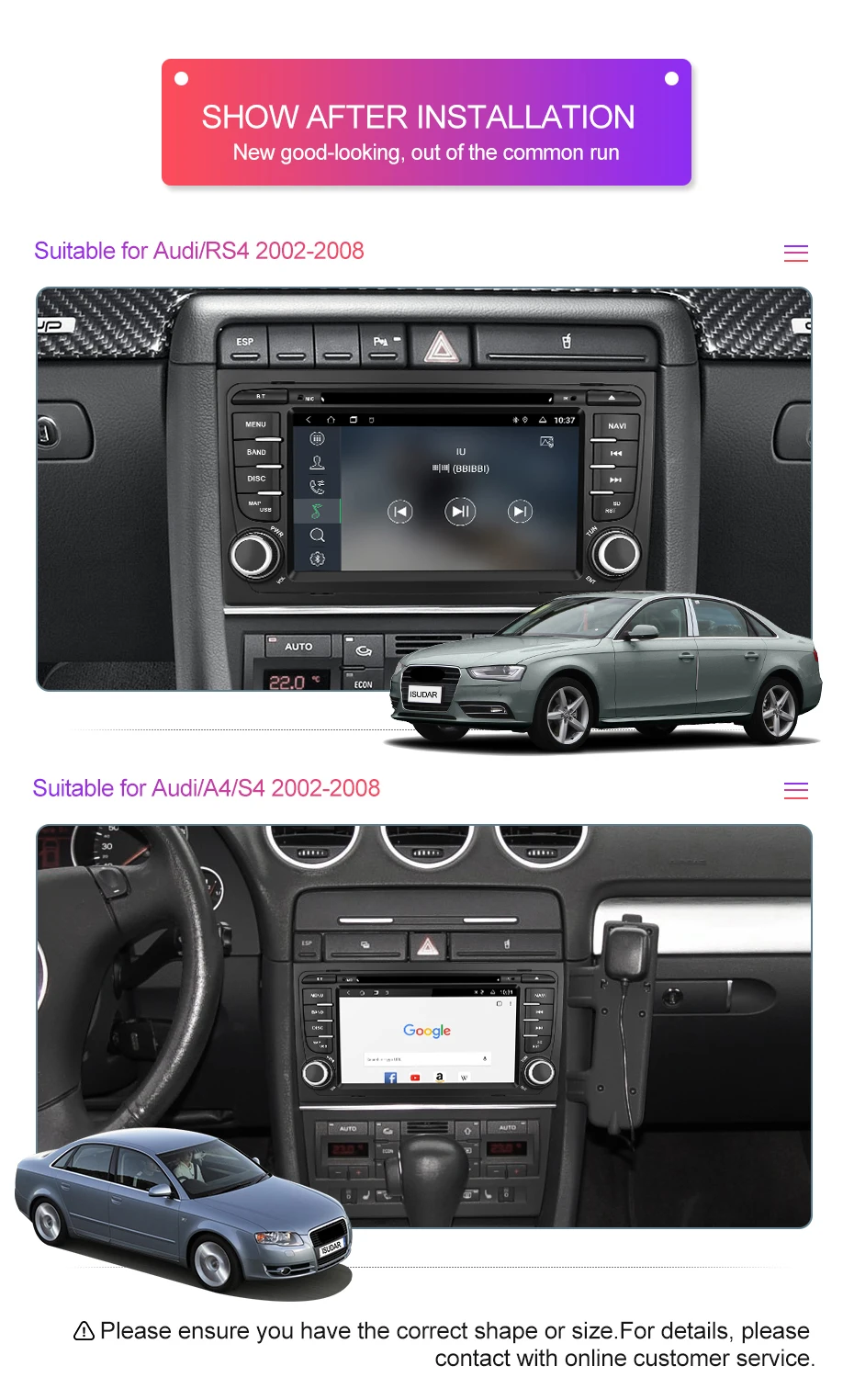 Isudar 2 Din Авто Радио Android 9 для Audi/A4/S4 2002-2008 CANBUS Автомобильный мультимедийный Видео DVD gps Восьмиядерный rom 32G USB DVR DSP