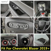 carbon fiber look accessories for chevrolet blazer 2019 2022 abs steering wheel gear dashboard air ac vent cover trim interior