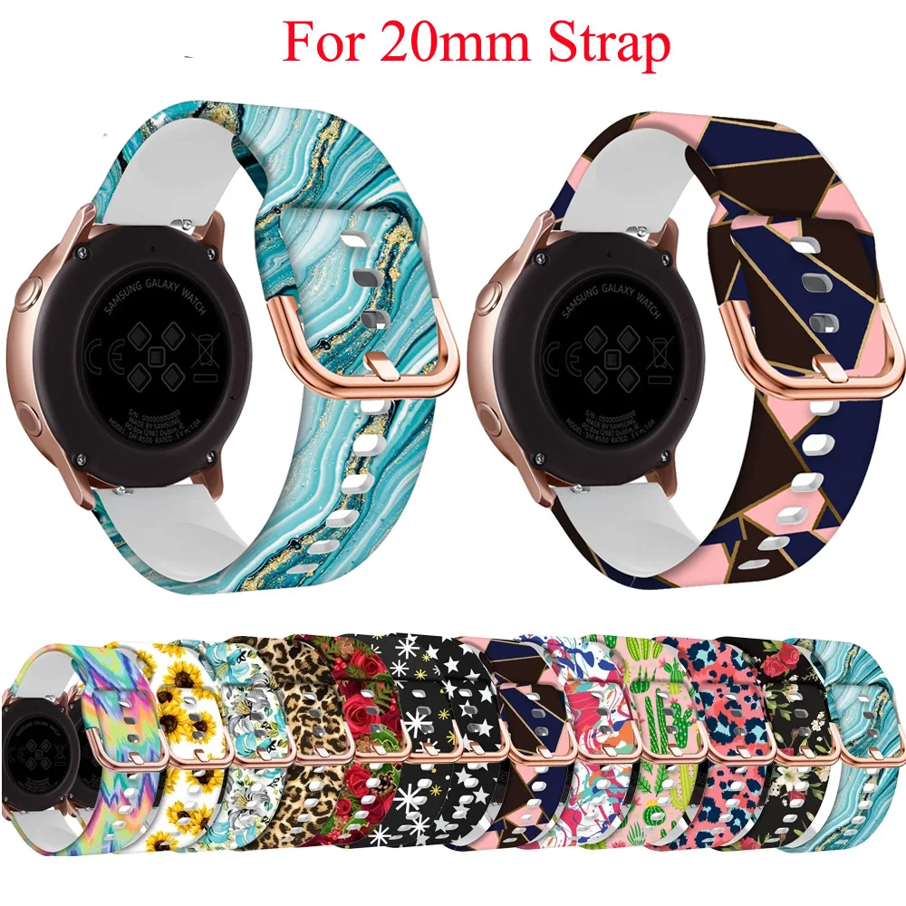

20mm Silicone Watchband for Samsung Galaxy Watch Active2 40mm/ Active 2 44mm/ Galaxy Watch 4 40 44mm Bracelet girl Strap Correa