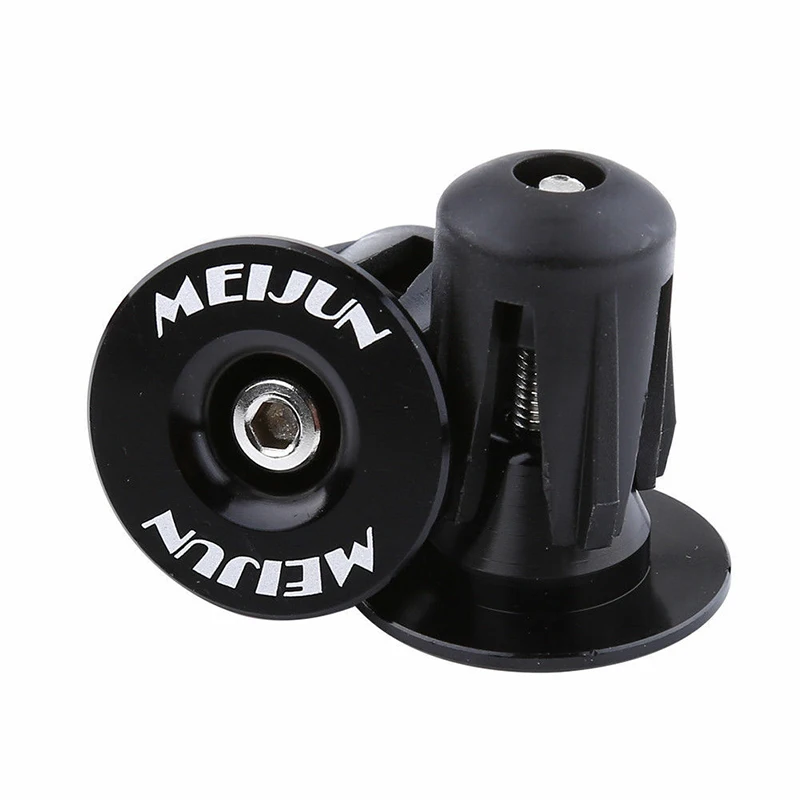 Black MEIJUN, 1 пара, велосипедная ручка, Торцевая крышка, алюминиевый сплав, MTB, руль, ручки, заглушки, крышка s для рулевой аксессуар для велосипеда - Цвет: Black