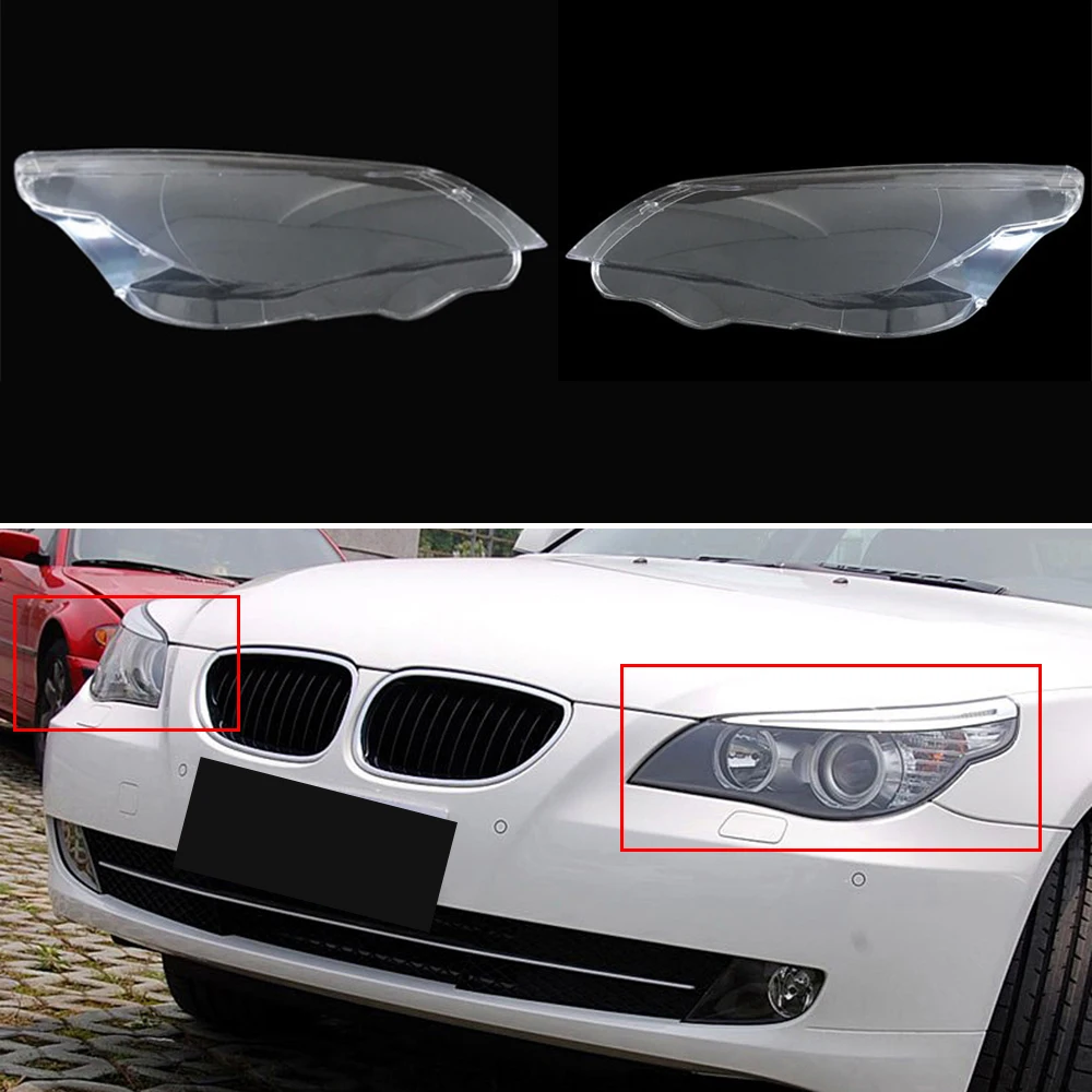 

Чехол для автомобильной лампы для BMW 5 серии E60 E61 520 523 525 530 2005-2010, стеклянная крышка объектива автомобиля, передняя крышка головного света