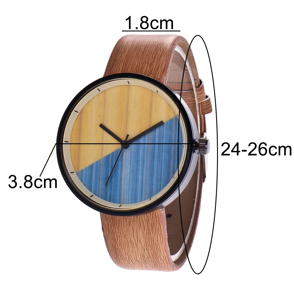 

Retro Unisex Wood Grain Round Dial Faux Leather Strap Analog Quartz Wrist Watch Faux Leather Pin Buckle Faux Leather Wrist Watch
