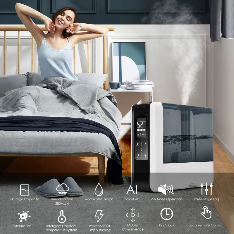 

AUPORO Humidifier DiffuserUltrasonic Humidifier Essential Oil Diffuser For Office Bedroom Baby Room Ultrasonic Mist Maker