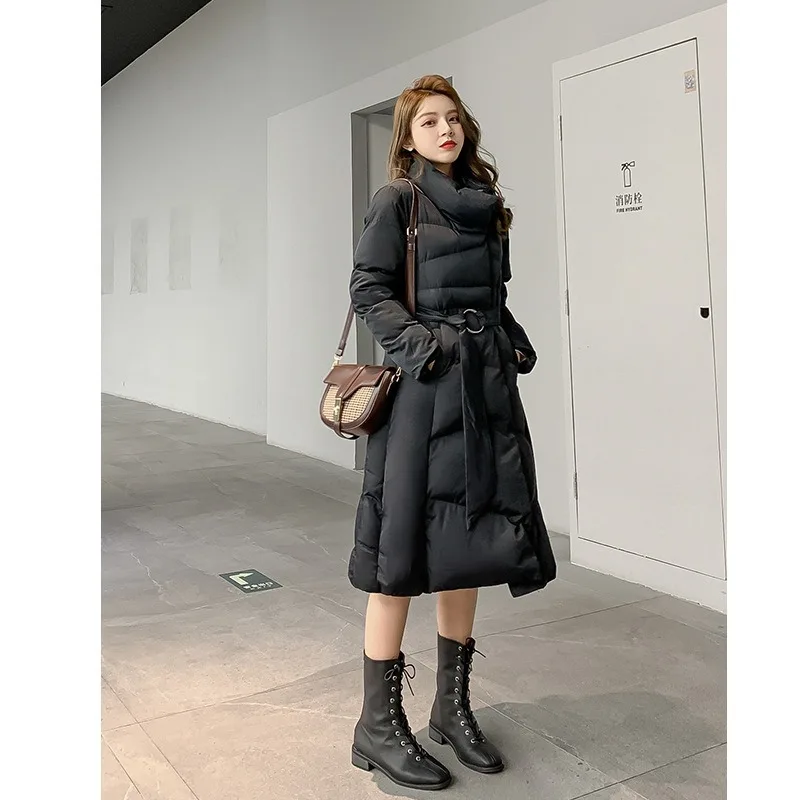 

Real Shot Cotton-Padded Clothe Women's Winter New Style Slim Style Version Jacket All-match Mid-Length Quilted Cotton Cloth Coat