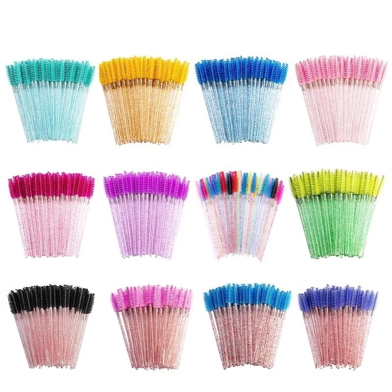

50Pcs Disposable Mascara Brush Crystal Eyelash Brush Eye Lashes Extension Mascara Wands Makeup Professional Beauty Tool