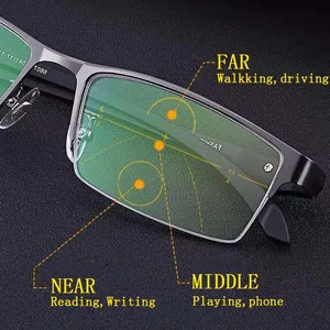 Очки для чтения мужские с полуоправой и защитой от сисветильник, ульсветильник кие, в металлической оправе, пресбиопические, черные, 1,5, 2,5