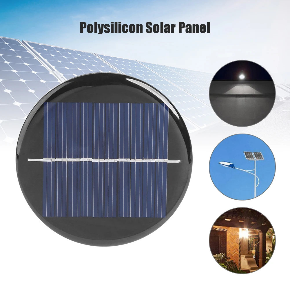 

1/2Pcs Round Solar Pane Polycrystalline Silicon Solar Glue Panel Small Household Lighting System DIY Battery Cell Charger