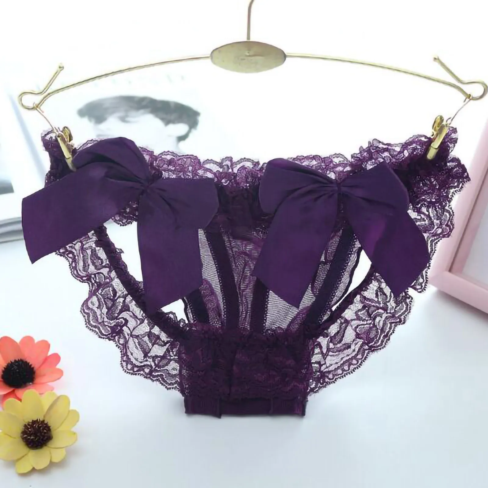 

Бантом пикантные кружевные трусики Эротическое белье Babydoll пикантные Для женщин нижнее белье сексуальное прозрачное белье в сеточку Трусы ...