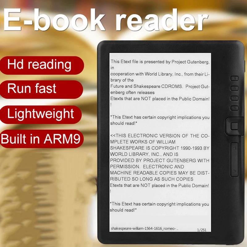 

BK7019 Electronic Paper Book Reader 7 Inch TFT Color Screen Ebook Reader Audio Video MP3 Player Rechargeable 16GB