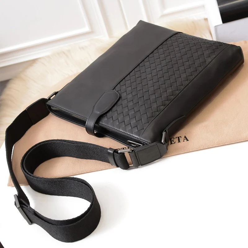 Сумка на плечо для мужчин роскошный Плетеный мессенджер из натуральной воловьей