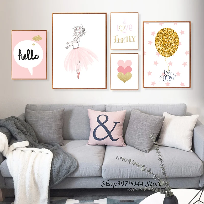 Любовь постер розовые звезды мультфильм холст печать Лебедь Искусство Постеры