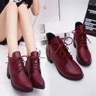 Женские ботинки из искусственной кожи Ryamag, весенние ботинки в британском стиле, с перфорацией, на высоком устойчивом каблуке, повседневные, на шнуровке