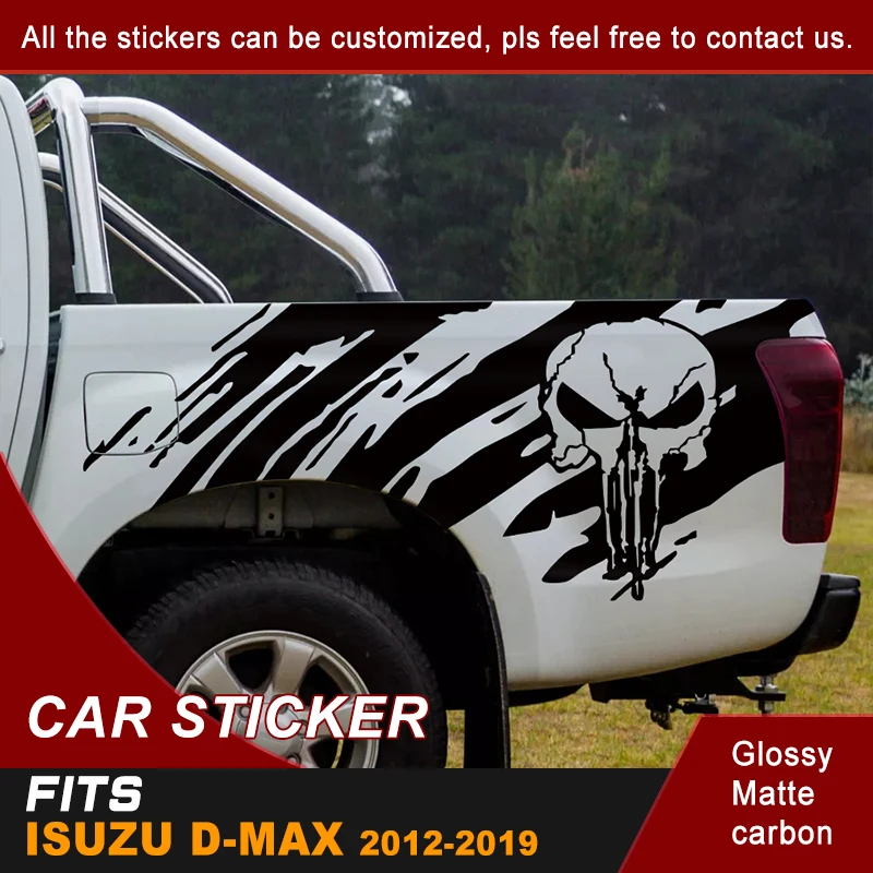 Car exterior 2 Pcs skull side stripe graphic Vinyl sticker for isuzu dmax 2012-2019 | Автомобили и мотоциклы