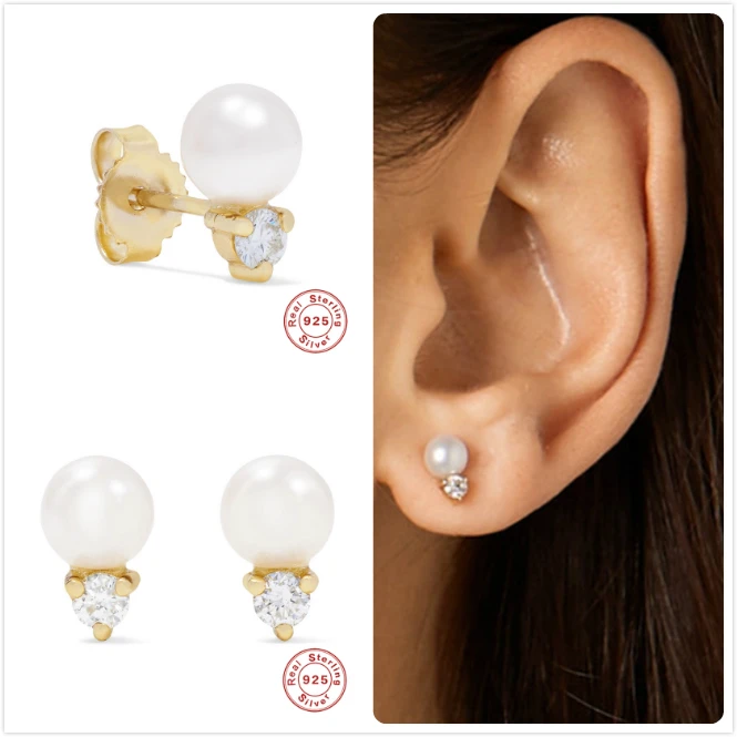 Женские серьги из стерлингового серебра 925 пробы золотые маленькие костяные