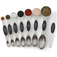 dual sided magnetic coffee measuring spoons set ruler for dry liquid ingredients flour oil soy sauce salt