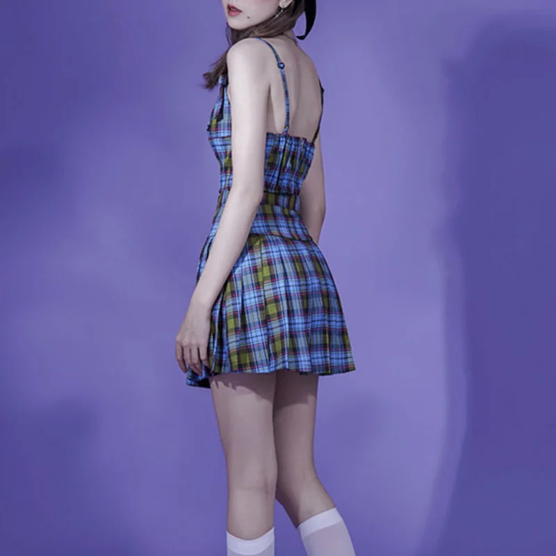 

Plaid Sexy Girl Green Tops for Women Kpop Vintage T Shirt Korean Fashion Summer 2021 T-shirts Kawaii Harajuku Bow Tees Fernan