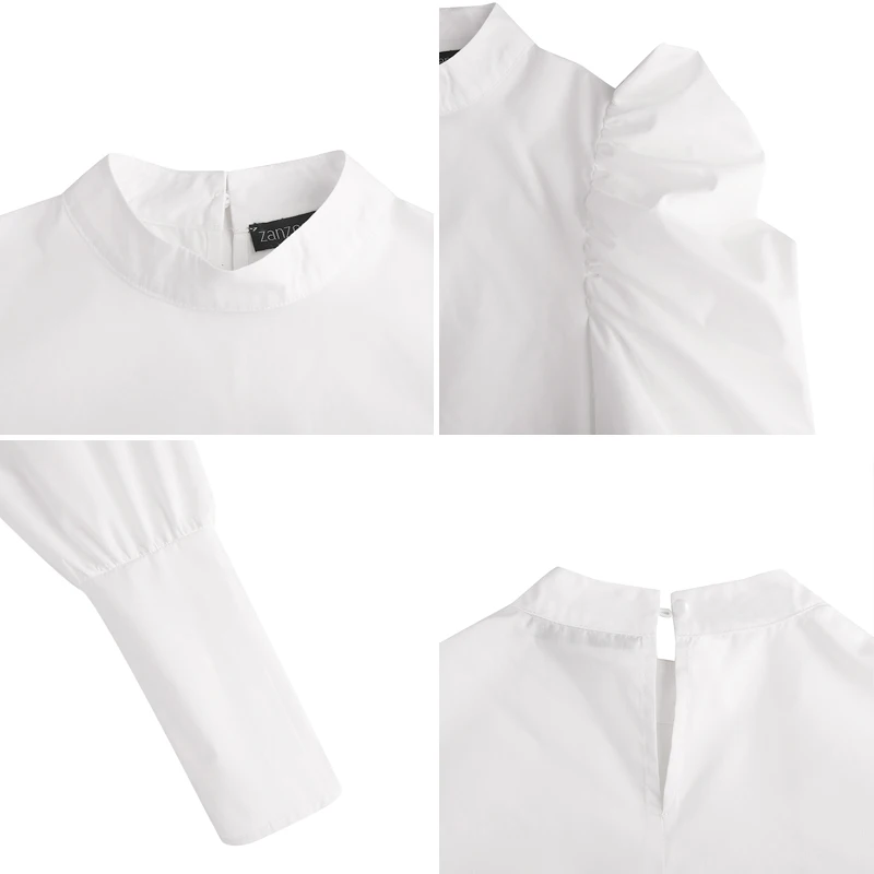 

ZANZEA Women's Blouse Fashion Autumn Oversized 2021 Office Lady Puff Sleeve Tops Casual Solid Loose Stand Collar Button Up Blusa