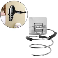 hair dryer holder blower organizer self adhesive wall mounted nail free no drilling stainless steel spiral stand for bathroom