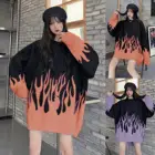 Элегантные Женские однотонные пламени вязаный свитер модный топ с о-образной шеей, пуловеры с длинными рукавами для детей; Женские зимние повседневные свободные джемперы