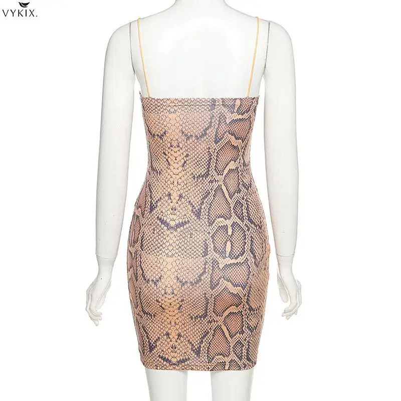 

Summer Snake Print Strap Mini Dress Hollow Out Bodycon Sexy Dress Streetwear Party Clubwear 2021 Womans Clothes Festival Fashion