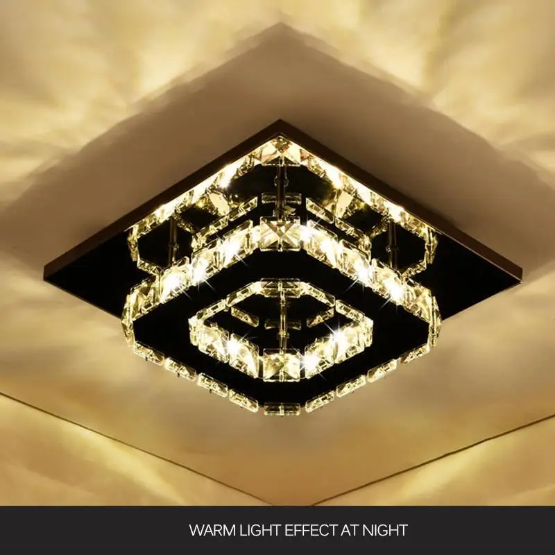 

Светодиодная квадратная Хрустальная потолочная лампа, современный минималистичный светильник для коридора, крыльца, балкона, квадратный с...