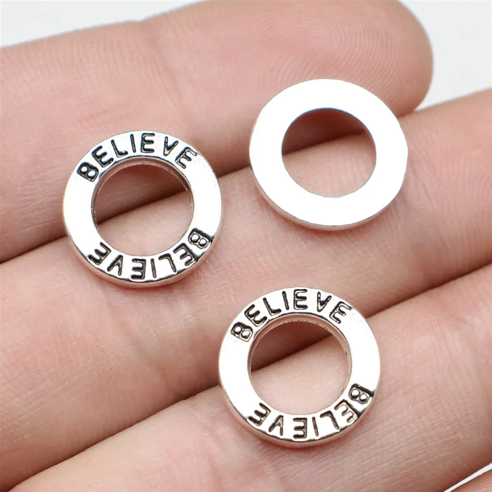 

charms for jewelry making bulk 10pcs Believe Circle Connectors bracelet charms for jewelry making 14mm