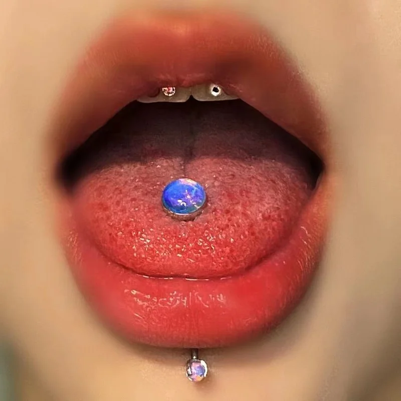 

Stainless Steel Opal Tongue Barbell Piercing 14G Rainbow Nipple Bar Tongue Ring Lot Mix Tongue Piercing Set Piercing Lengua Lote
